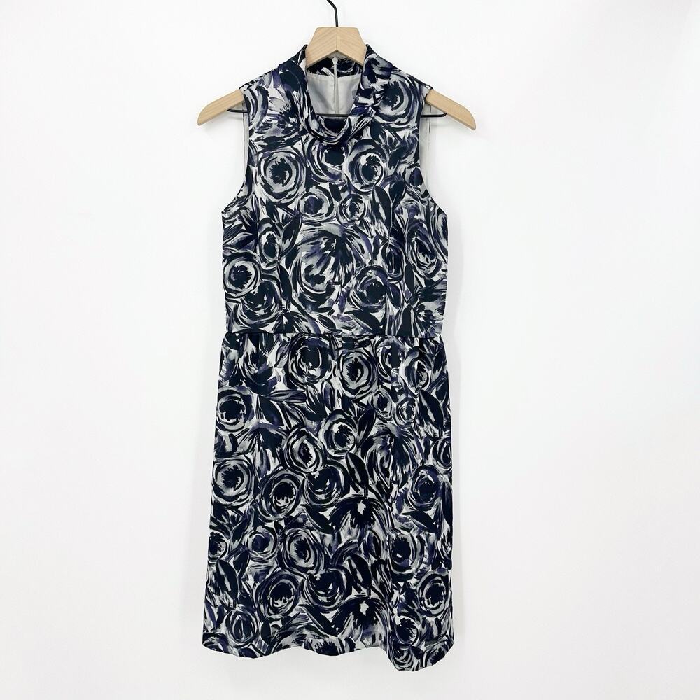 Ann Taylor Petites 6P Sleeveless Floral Print Mock Neck Sheath Dress Feminine
